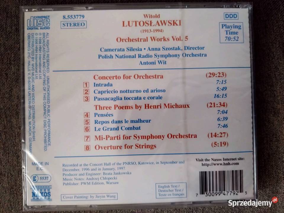Witold Lutosławski Concerto for Orchestra Three Warszawa sprzedam