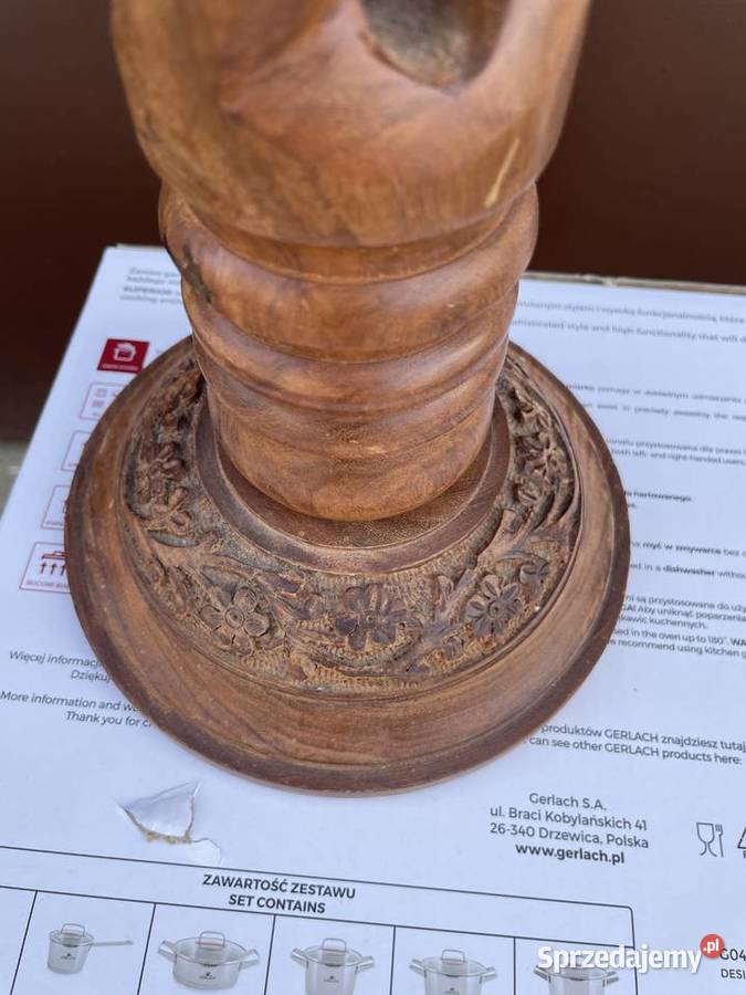 drewniany świecznik indyjski Pruszcz Gdański