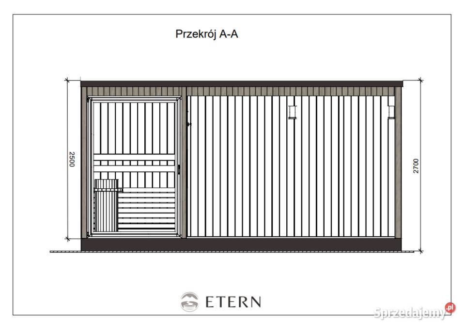 Sauna ogrodowa z wiatą 500x245x230 projekty