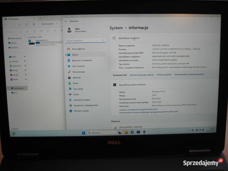 Laptop Dell nowy intel i5 7 gen 166 ips UHD WIN Dell Częstochowa sprzedam