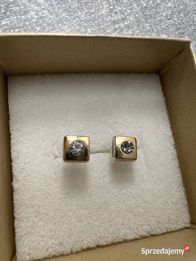 Kolczyki złote z diamentem kwadratowe Kolczyki Jasło