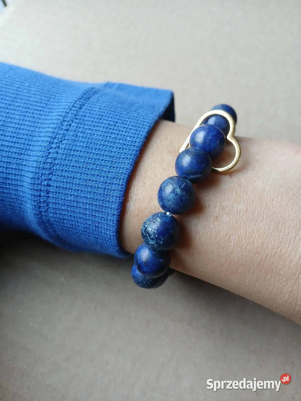 Bransoletka damska z Lapis Lazuli 10mm z sercem Kielce