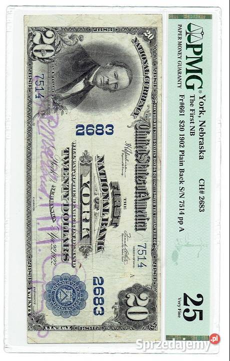 USA 20 Dolarów 1902 r York Nebraska PMG 24 ŻADKI Węgorzewo