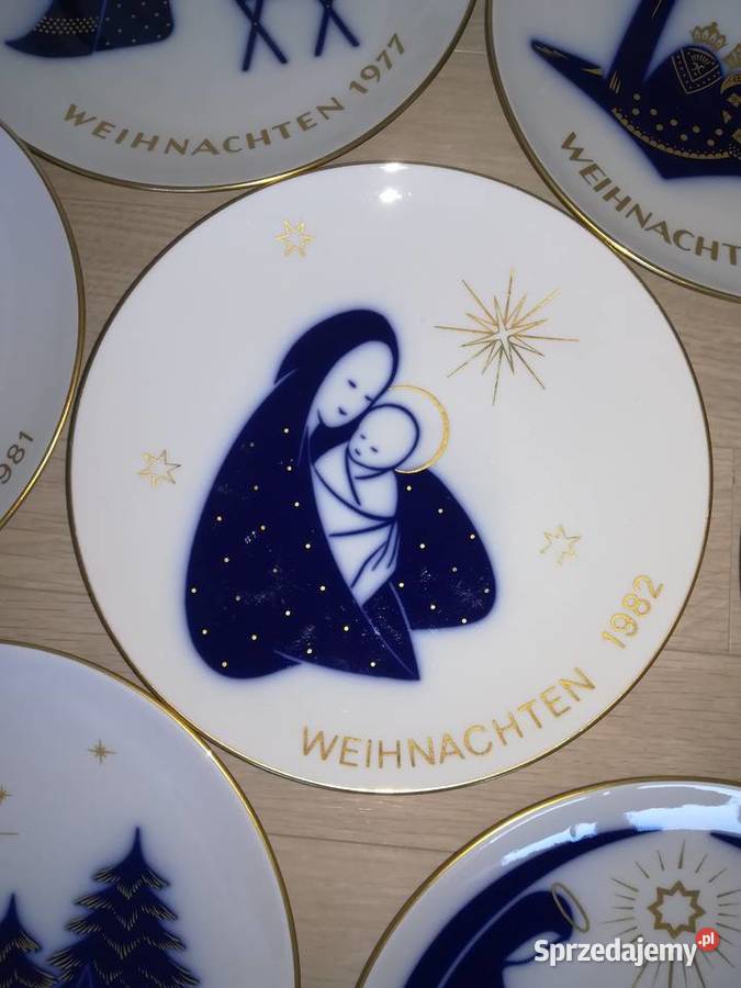 zimowy talerz KPM kolekcjonera cała seria biały