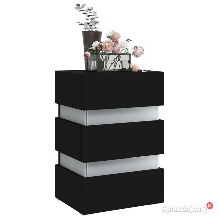 Szafka nocna z LED czarna 45x35x67 materiał mazowieckie Warszawa