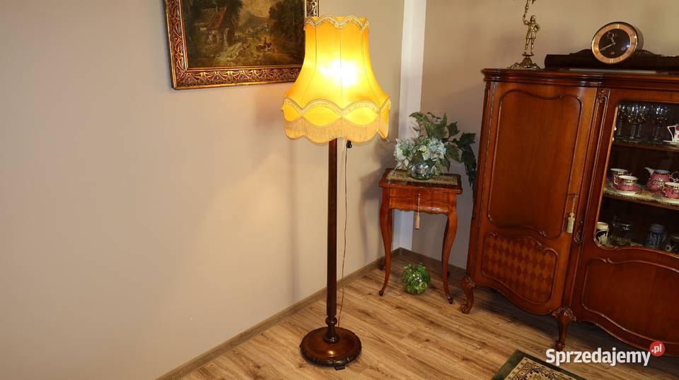 Unikatowa Stojąca Drewniana Dębowa Lampa Lata