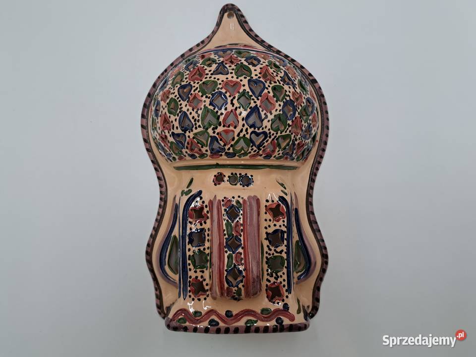 Kinkiet świecznik ceramiczny ścienny ażurowy Olkusz