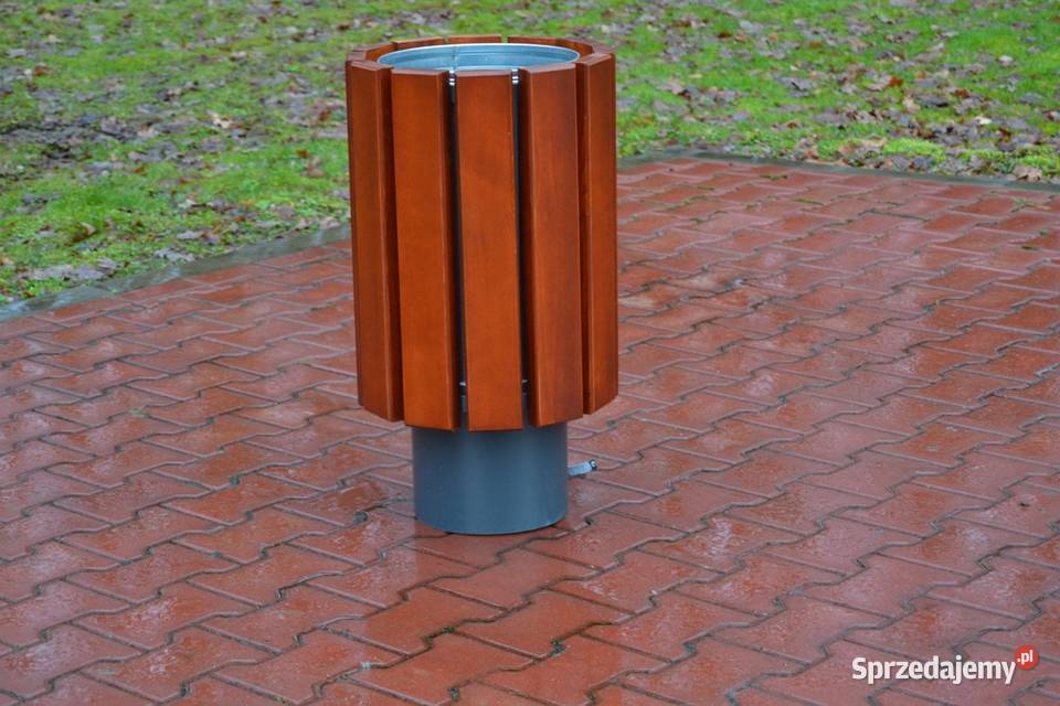 Kosz na śmieci miejski okrągły stalowy parkowy Poręba