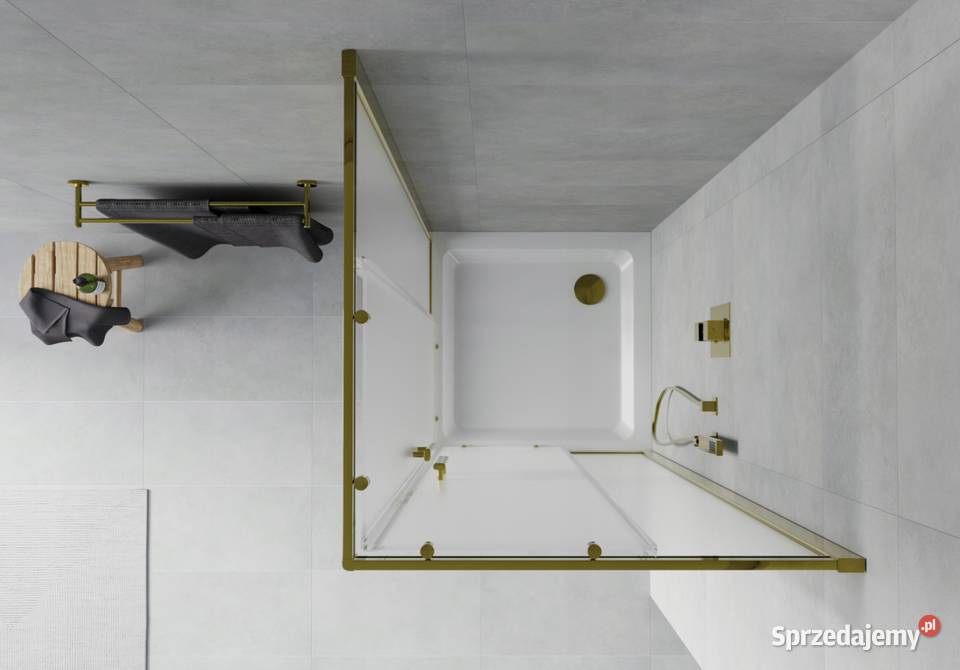 KABINA PRYSZNICOWA ZŁOTA Gold rozsuwana 70x70 Akcesoria łazienkowe podlaskie Choroszcz