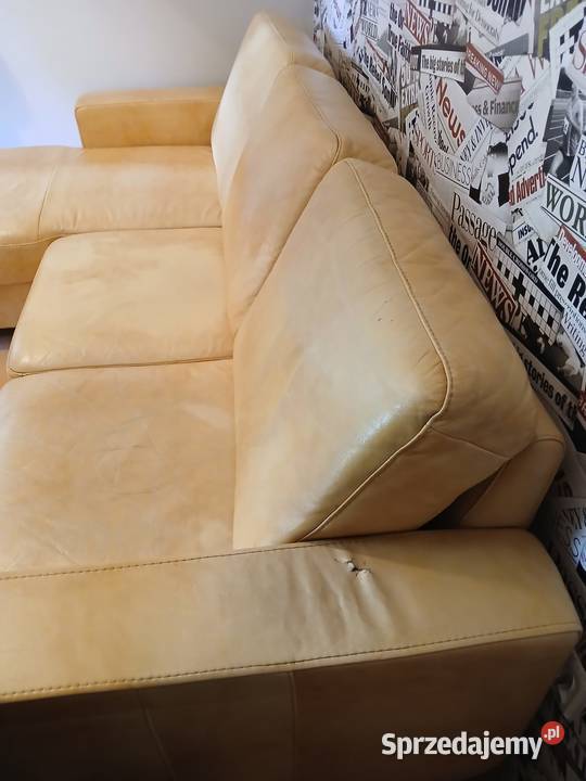 Skórzana sofa narożna z funkcją spania Zabartowo