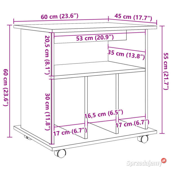 Szafka na kółkach stare drewno 60x45x60 WM856662
