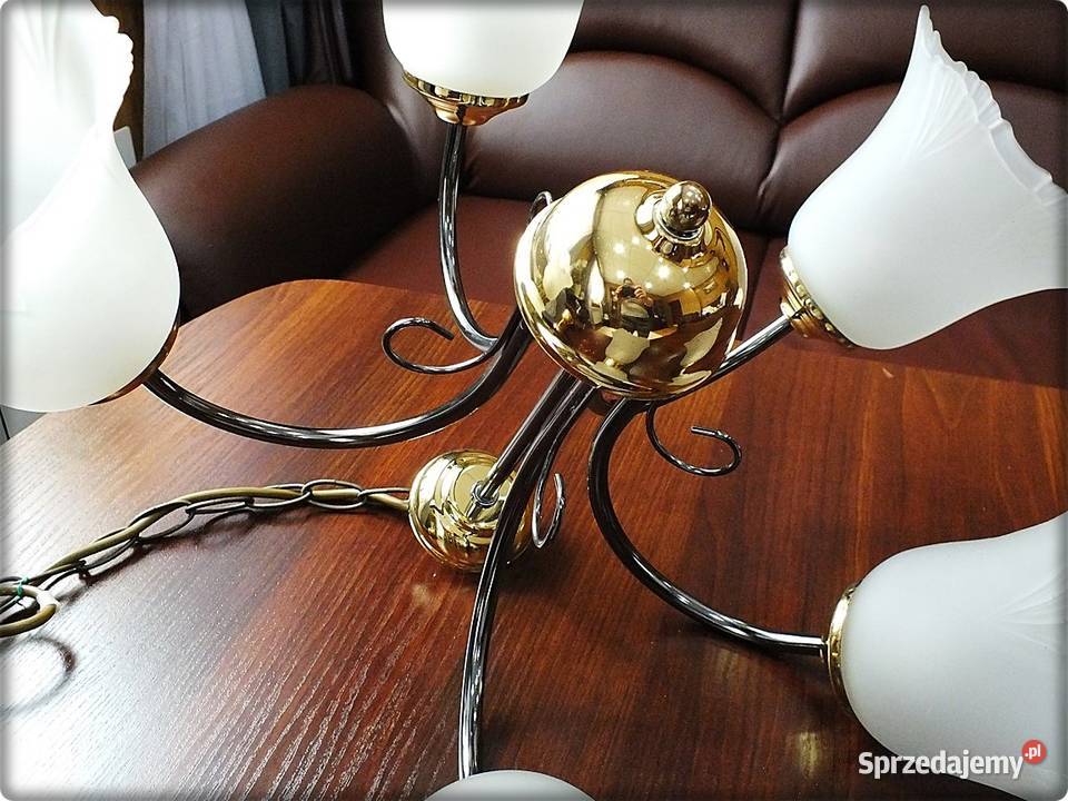 Żyrandol CzarnoZłoty Lampa wisząca sufitowa 5cio Lampy wiszące Żary