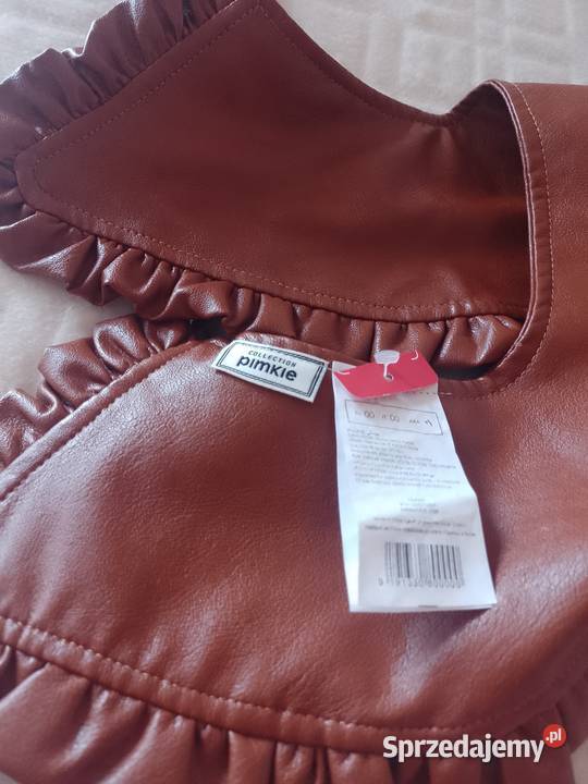 Skórzany brązowy kołnierz do płaszcza z Londynu małopolskie Kraków