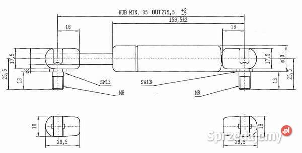 Sprężyna gazowa L2755 mm 200N Stabilus CA068209