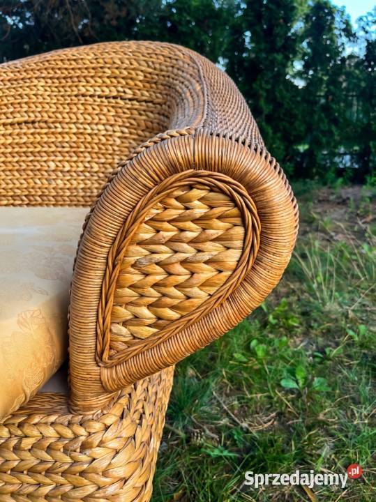 Stylowy szezlongleżanka z naturalnego rattanu tkanina Warszawa