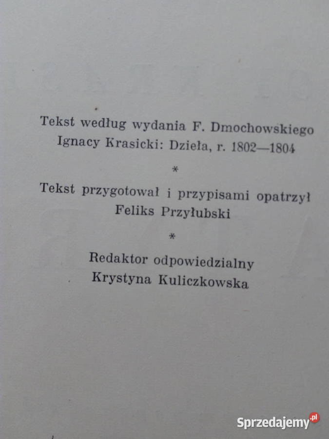 IGNACY KRASICKI SATYRY Ksiazka i Wiedza 1952 Puławy