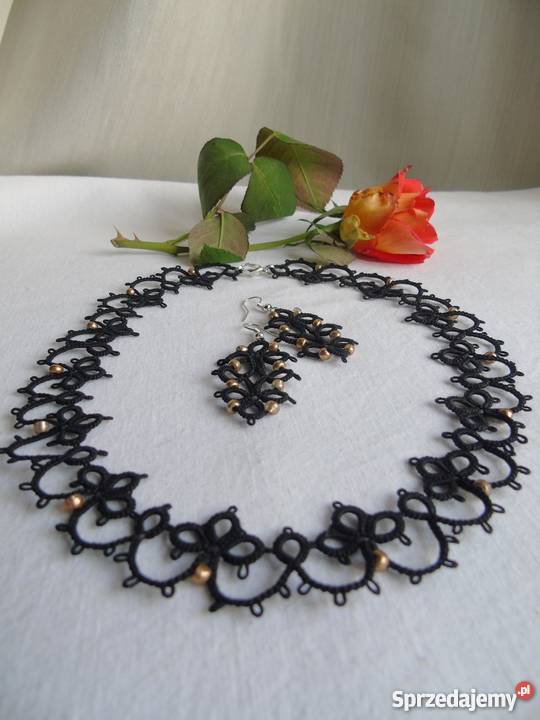 Biżuteria Frywolitkowa Wiśniowa