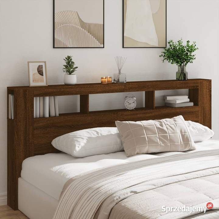 Wezgłowie łóżka z LED brązowy dąb 220x185x1035 Warszawa