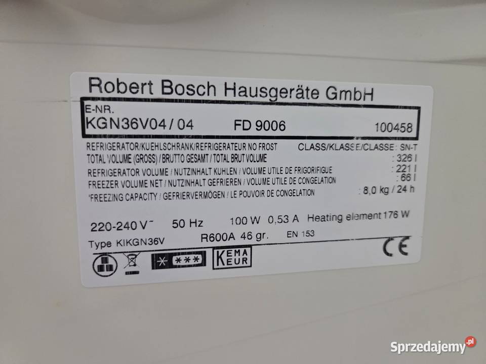 Sprzedam części do lodówki Bosch KGN 36V044 Miękinia