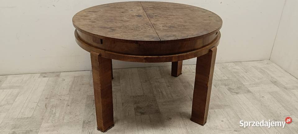 art deco stół fornir orzech okrągły rozkładany łódzkie Radomsko