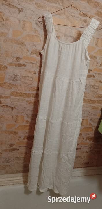 38M Długa biała sukienka letnia z Londynu NOWA