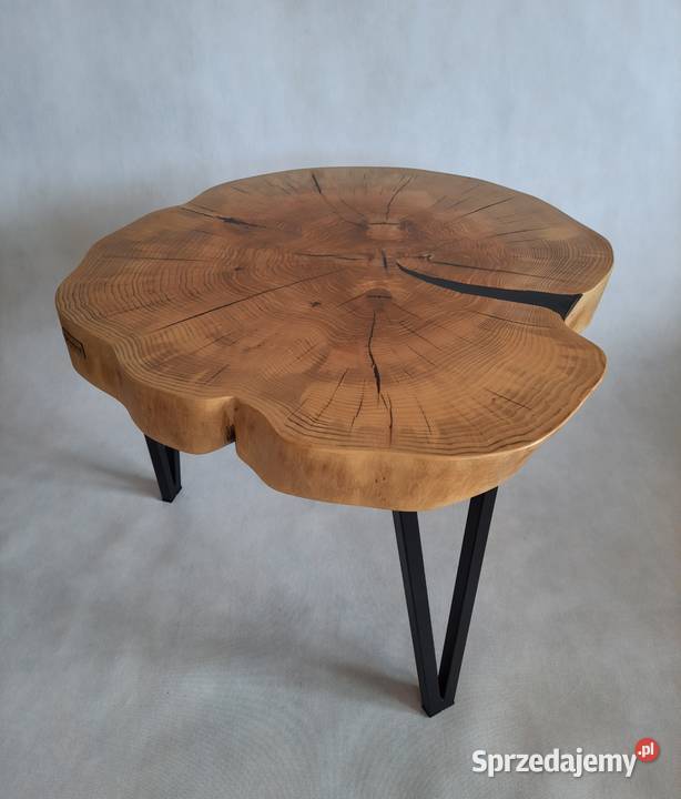 Stolik kawowy plaster drewna jesion loft Meble sprzedam