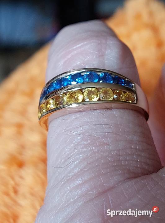 Damski Złoto 585 14k Pierścionek Szafiry Żółte i złoto Grodzisk Mazowiecki sprzedam