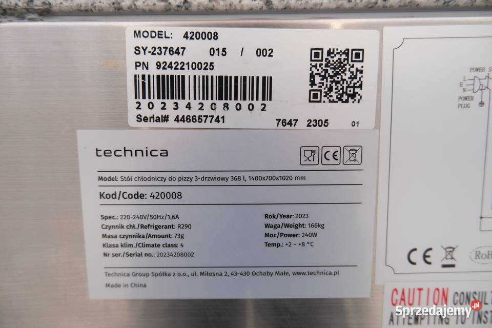 STÓŁ CHŁODNICZY TECHNICA 420008 2023 mazowieckie Warszawa