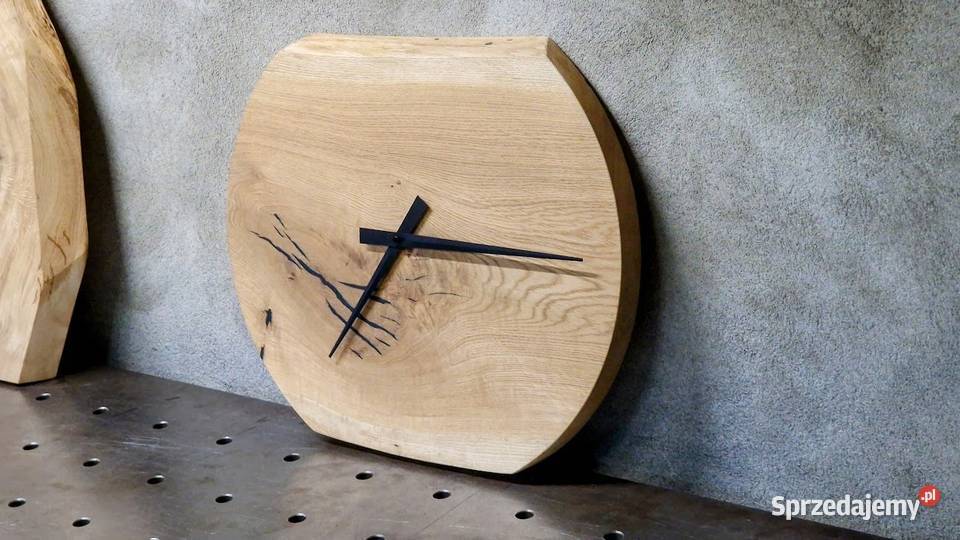 Zegar na ścianę wiszący duży loft naturalny dąb Bartoszyce