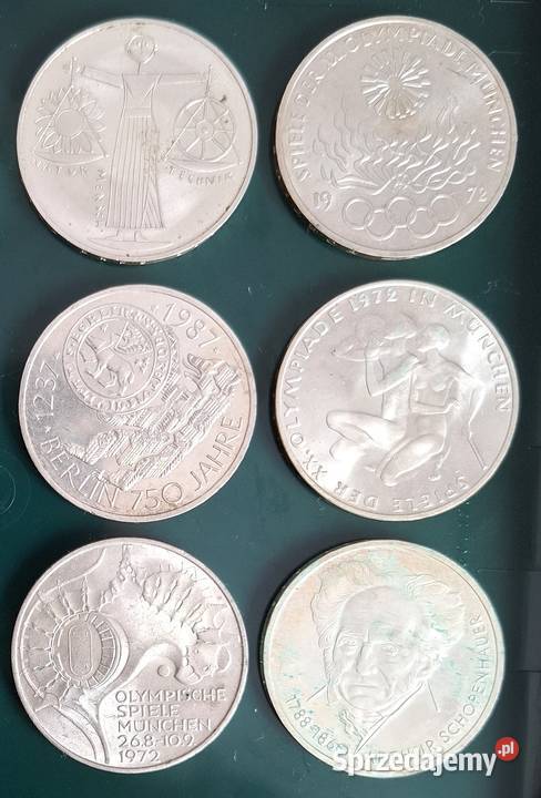 Zestaw Monet Ag 10 DM x 12 zestaw 4 Numizmatyka Gliwice
