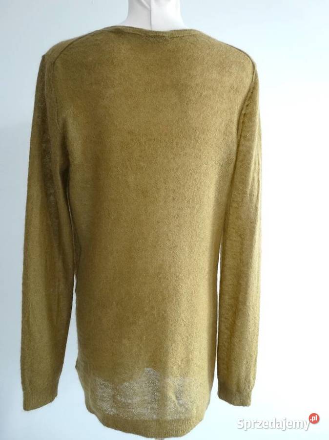Sweter Kardigan Moherowy Wełniany Limonkowy Łomża