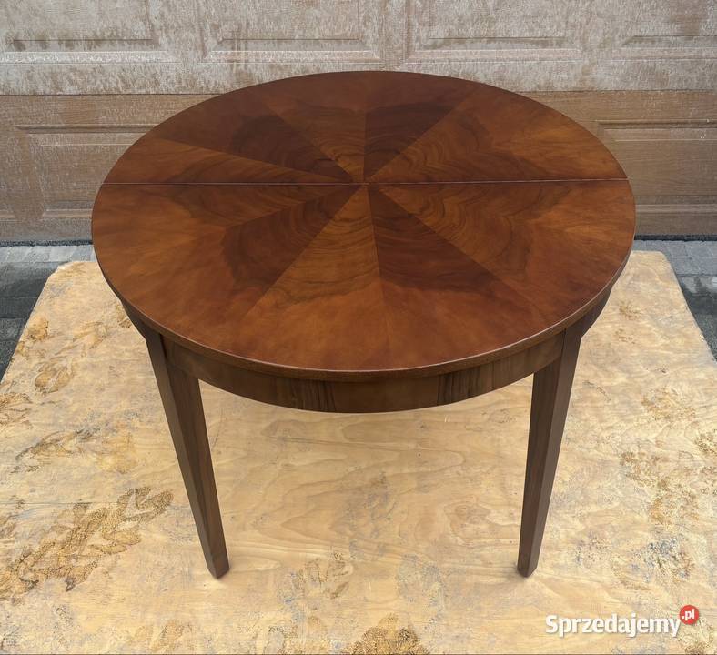 Stół Okrągły Orzech 100 Art Deco Rozkładany Warszawa