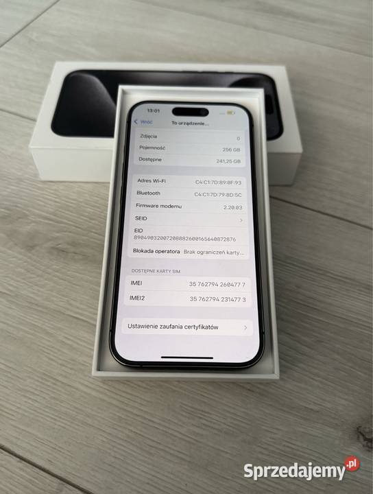 iPhone 15 Pro 256GB Czarny Stan Salonowy Szczecin