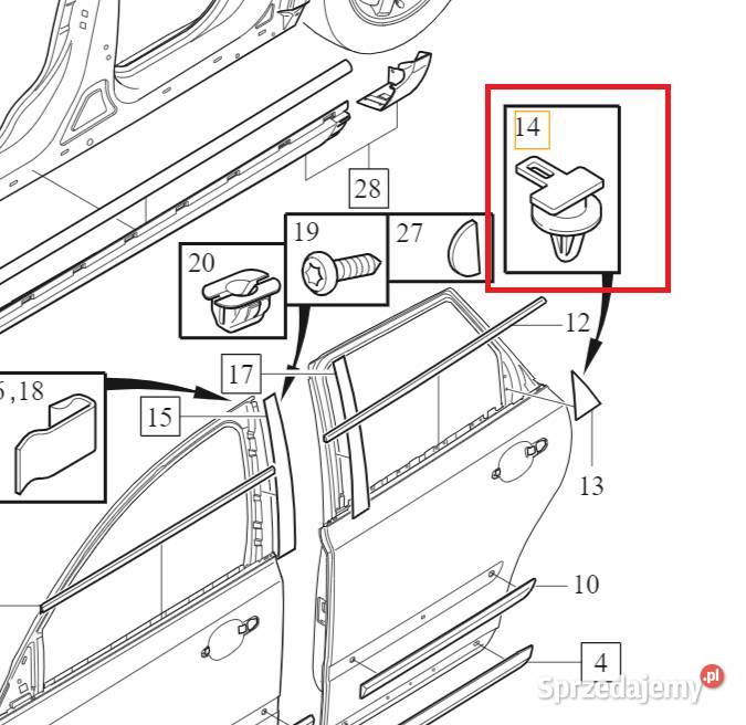 VOLVO S40 V50 spinka klips trojkata zaslepki Bielany Wrocławskie