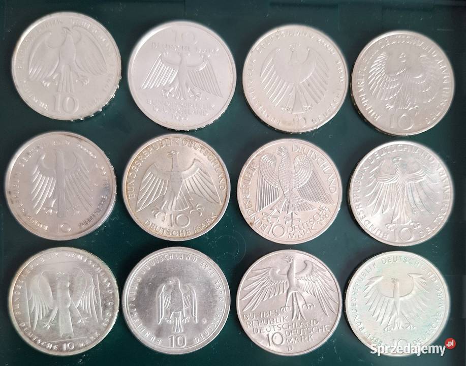 Zestaw Monet Ag 10 DM x 12 zestaw 4 śląskie Gliwice sprzedam