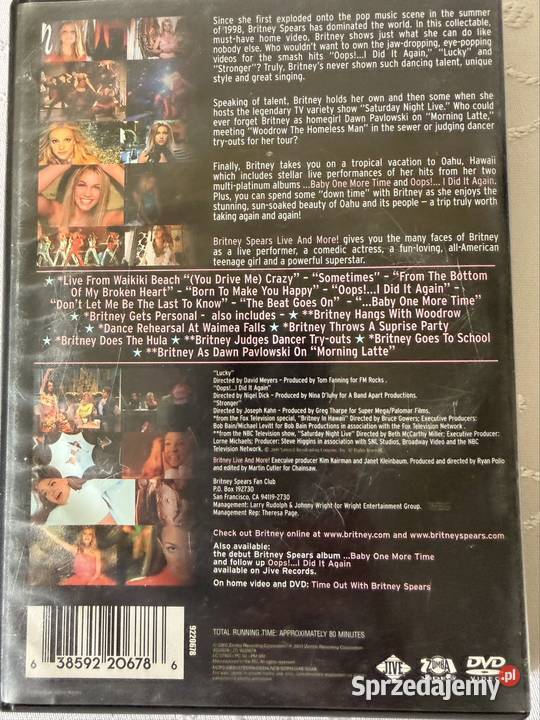 Britney Spears Live and More DVD Oryginał Crazy Filmy sprzedam