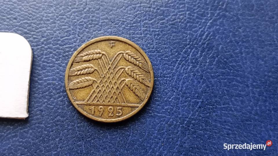 Stare monety 10 reichsfenig 1925 F Niemcy Numizmatyka Lesko
