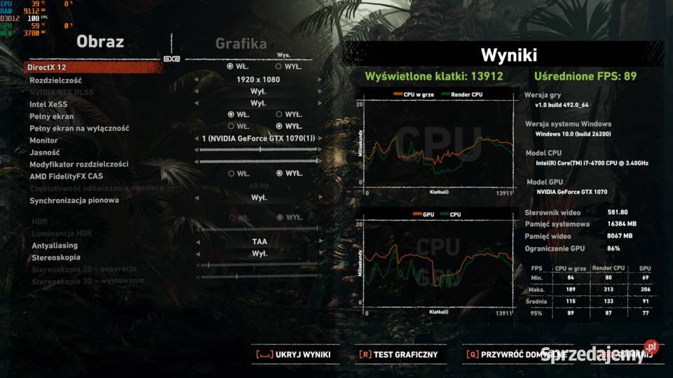 Komputer do gier i76700 GTX 1070 8GB 16GB RAM Ostrów Wielkopolski