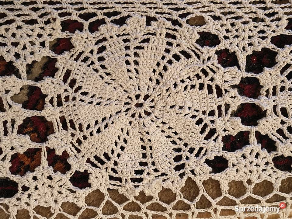 obrus szydełkowy serweta duży 150 x 250 ecru mazowieckie Piotrówek