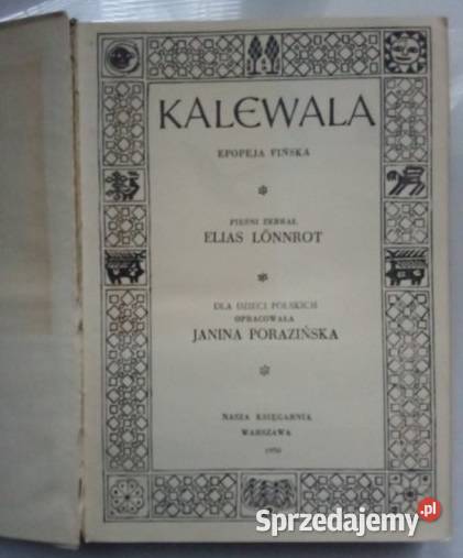 Kalewala Kalevala 1958 r Epopeja fińska mity Łódź sprzedam