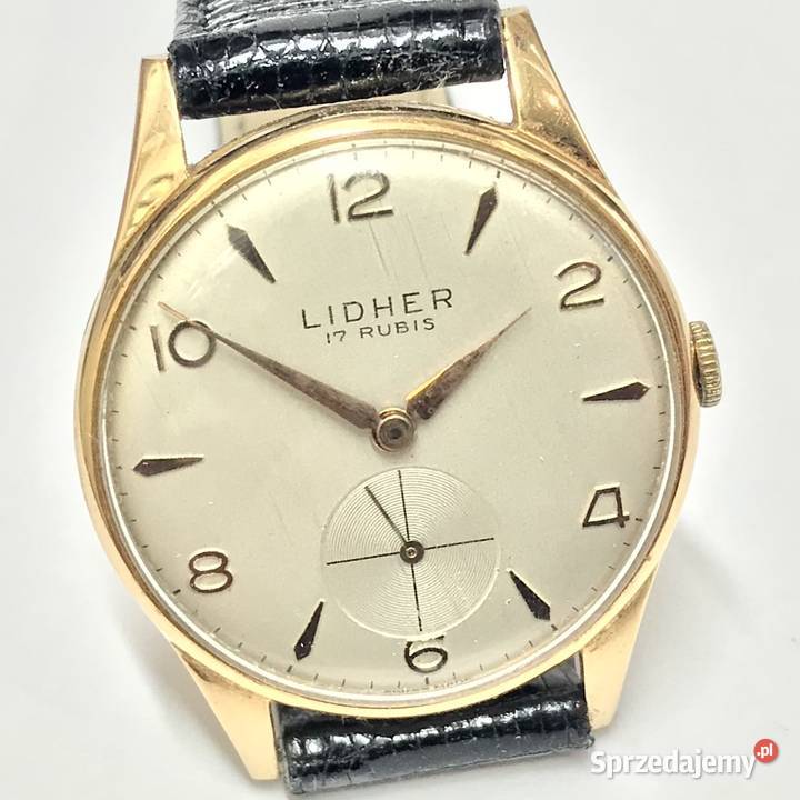 LIDHER szwajcarski Złoty zegarek męski 750 18K