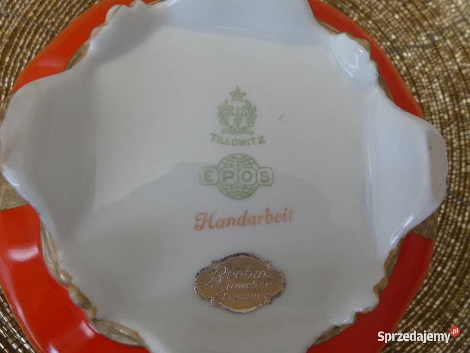 Bomboniera Tułowice Tillowitz satynowe złocenia Porcelana i szkło Poznań