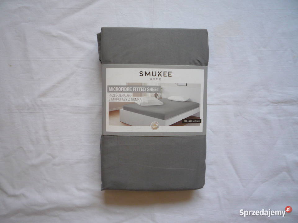 Smukee Szare Mikrofaza Prześcieradło z gumką szary Prześcieradła Szczecin