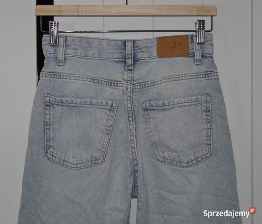 Bershka Baggy świetne spodnie z dziurami 32 XXS niebieski dolnośląskie Wrocław