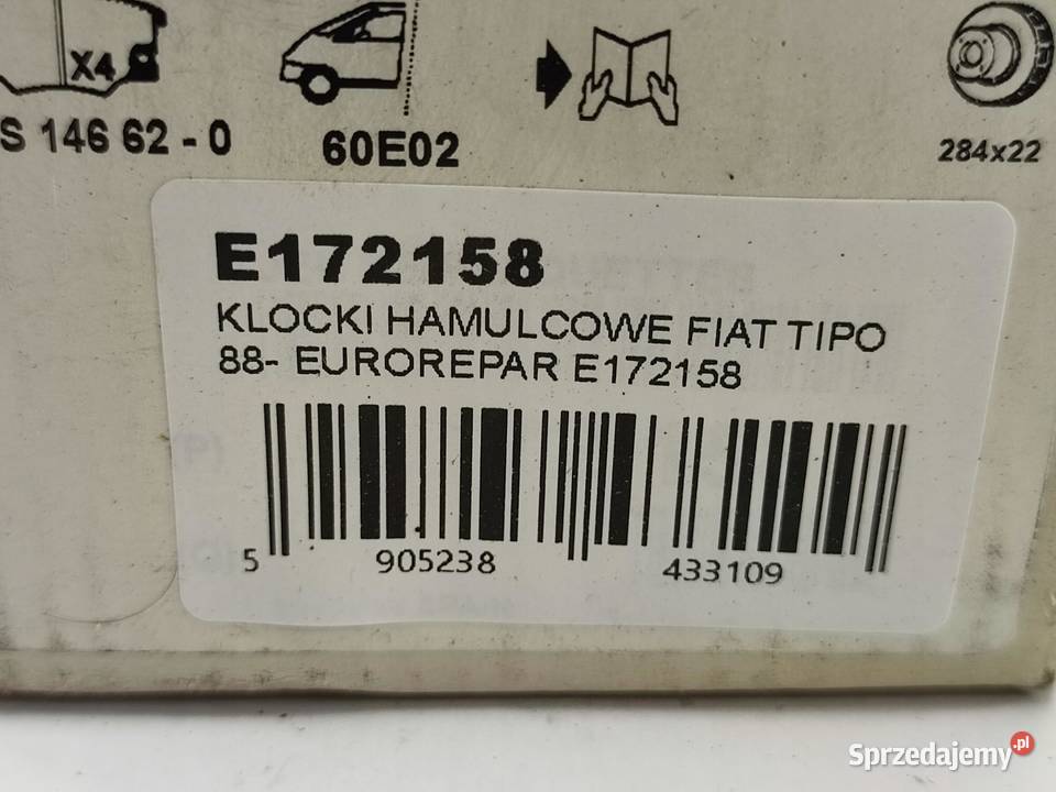 KLOCKI HAMULCOWE PRZÓD FIAT TIPO 1988 EUROREPAR