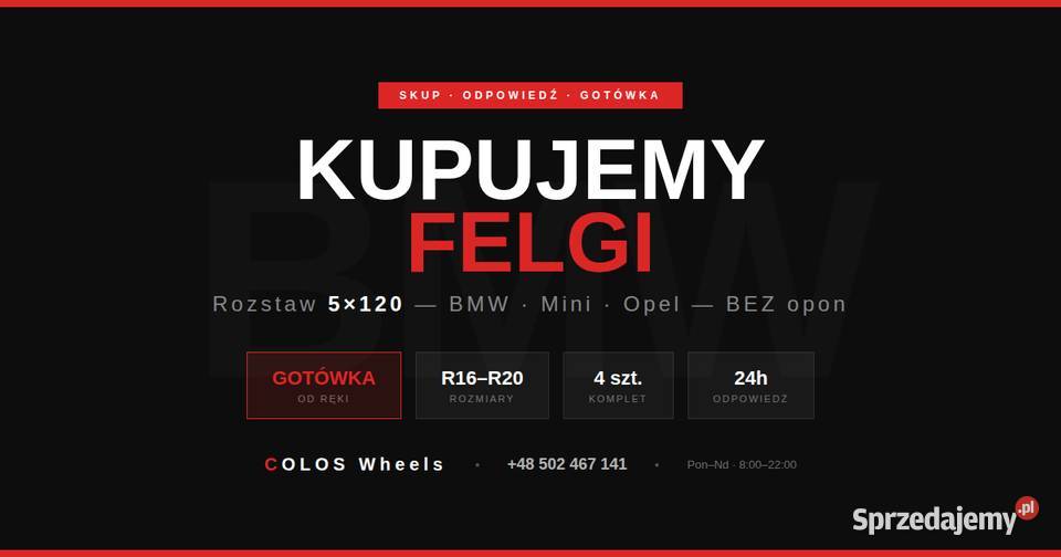 Skup felg aluminiowych 5x120 BMW gotówka ręki