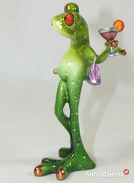 Śmieszna figurka żaba z drinkiem dekoracja Limanowa sprzedam
