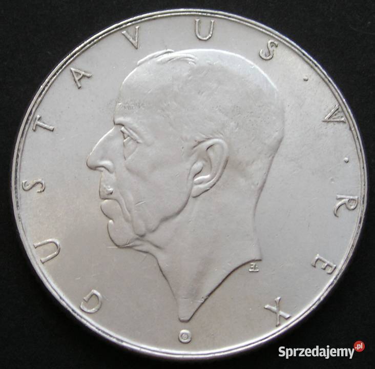 Szwecja 2 korony 1938 Gustaw V okręt srebro Łódź