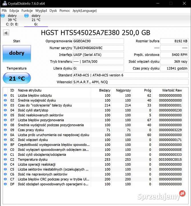 HGST HDD 250GB 25 JAPAN z Panasonica CFD1 SATA Gdynia