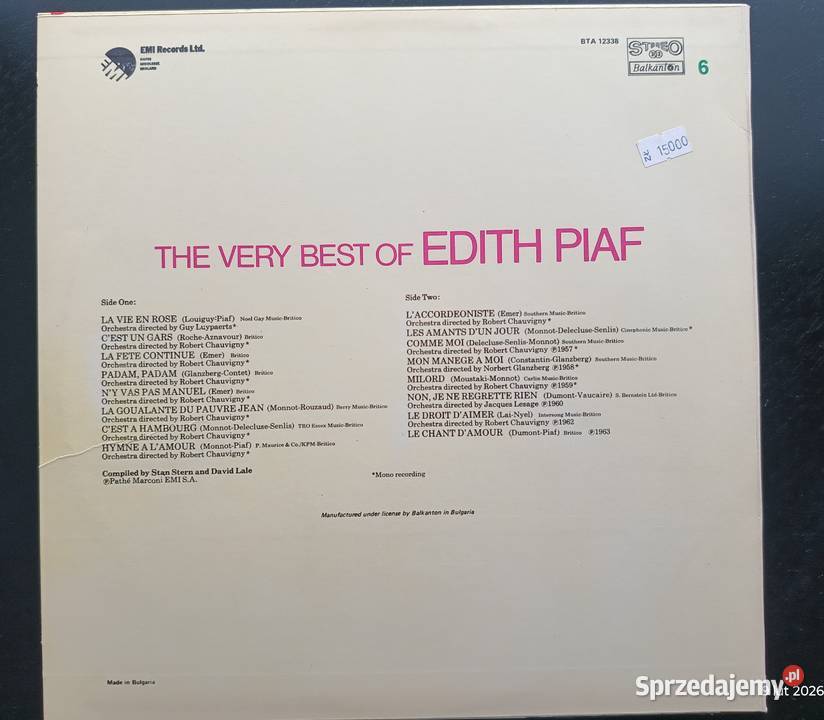 Dwa albumy winylowe Edith Piaf płyta winylowa